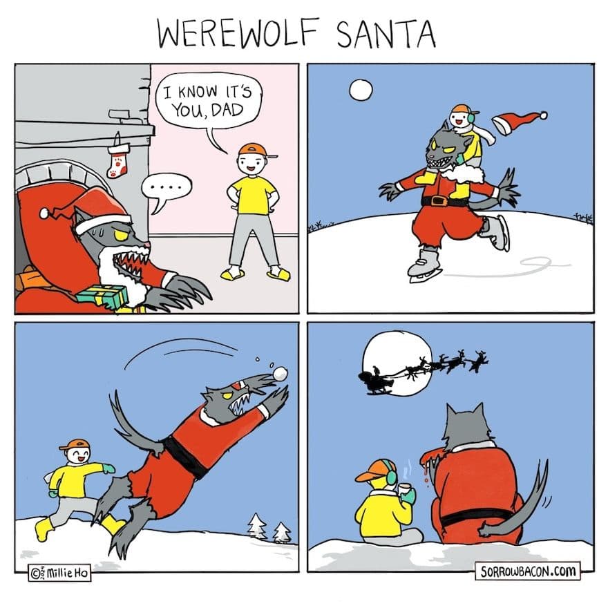 Werewolf Santa sorrowbacon comic