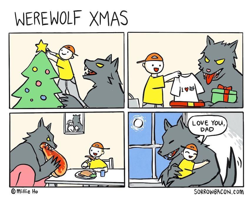 Werewolf Xmas sorrowbacon comic